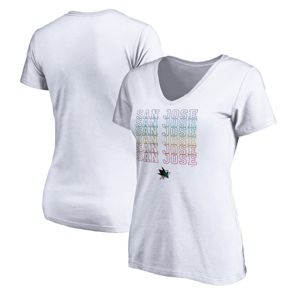 San Jose Sharks Women's City Pride V-Neck T-Shirt - White | US 4257444