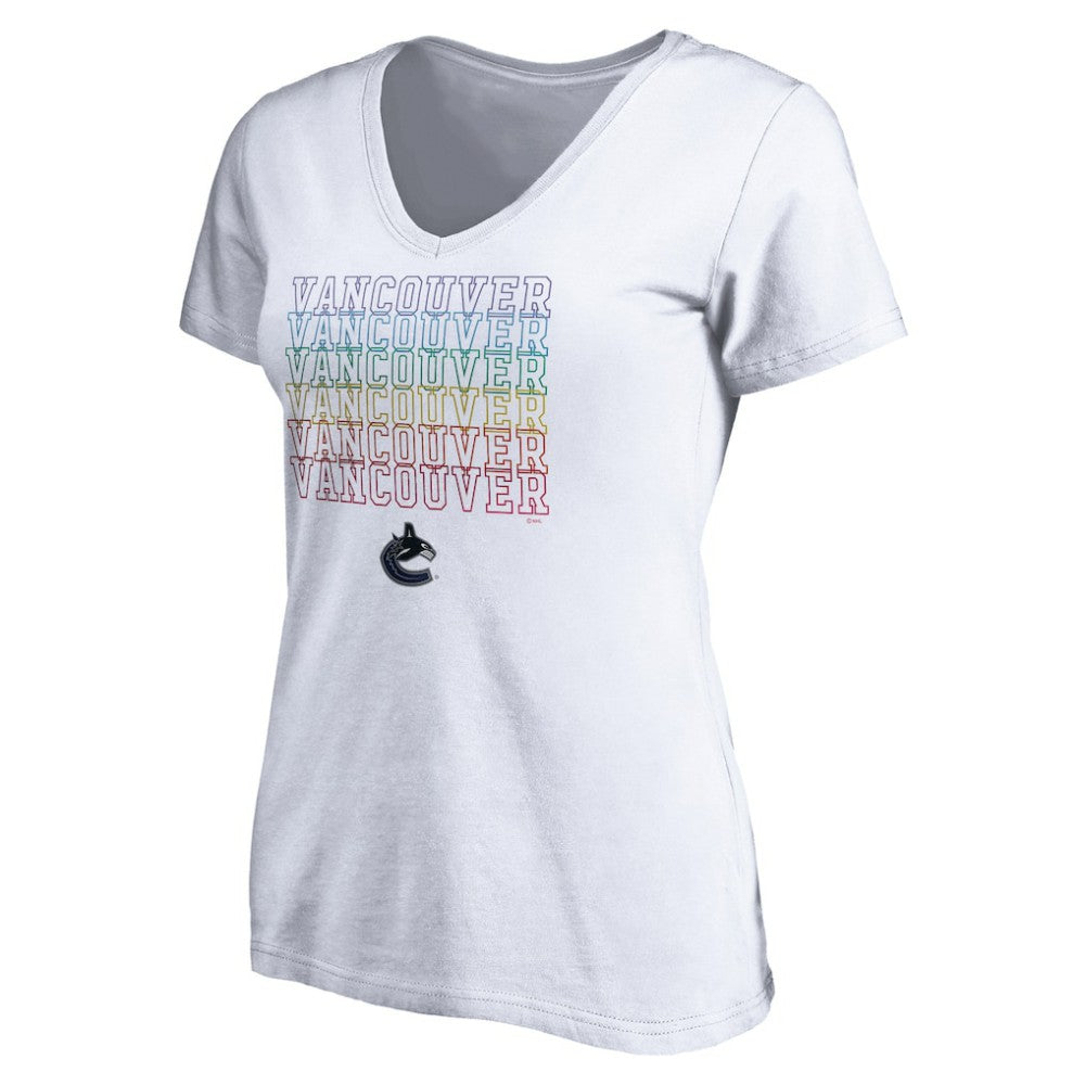 Vancouver Canucks Women's City Pride V-Neck T-Shirt - White | US 4257448