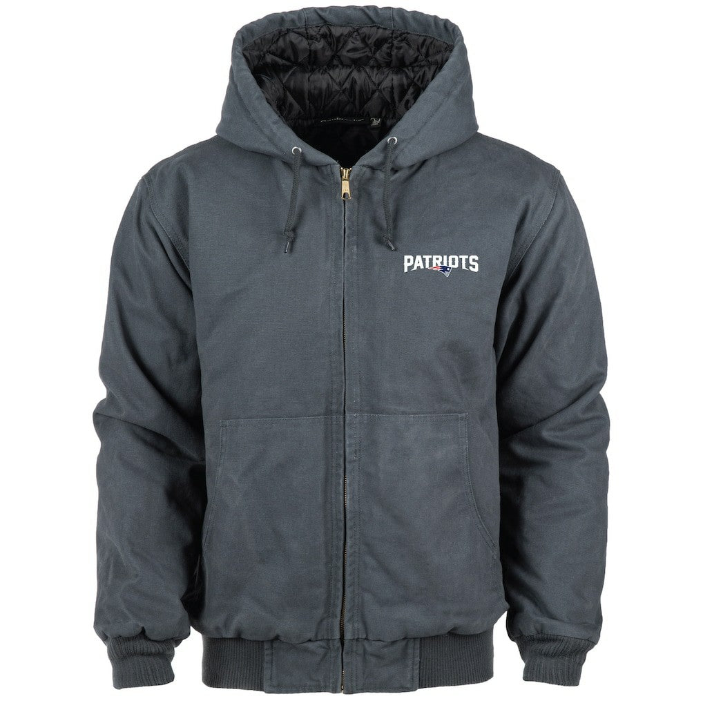 New England Patriots Dunbrooke Big & Tall Dakota Canvas Hoodie Full-Zip Jacket - Charcoal Hoodies