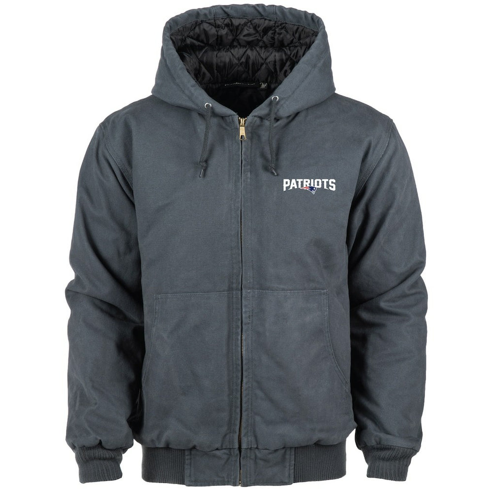 New England Patriots Dunbrooke Big & Tall Dakota Canvas Hoodie Full-Zip Jacket - Charcoal Hoodies