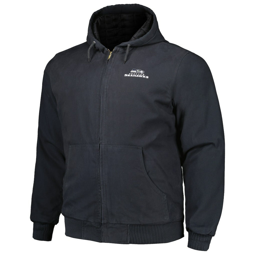 Seattle Seahawks Dunbrooke Big & Tall Dakota Canvas Hoodie Full-Zip Jacket - Charcoal Hoodies