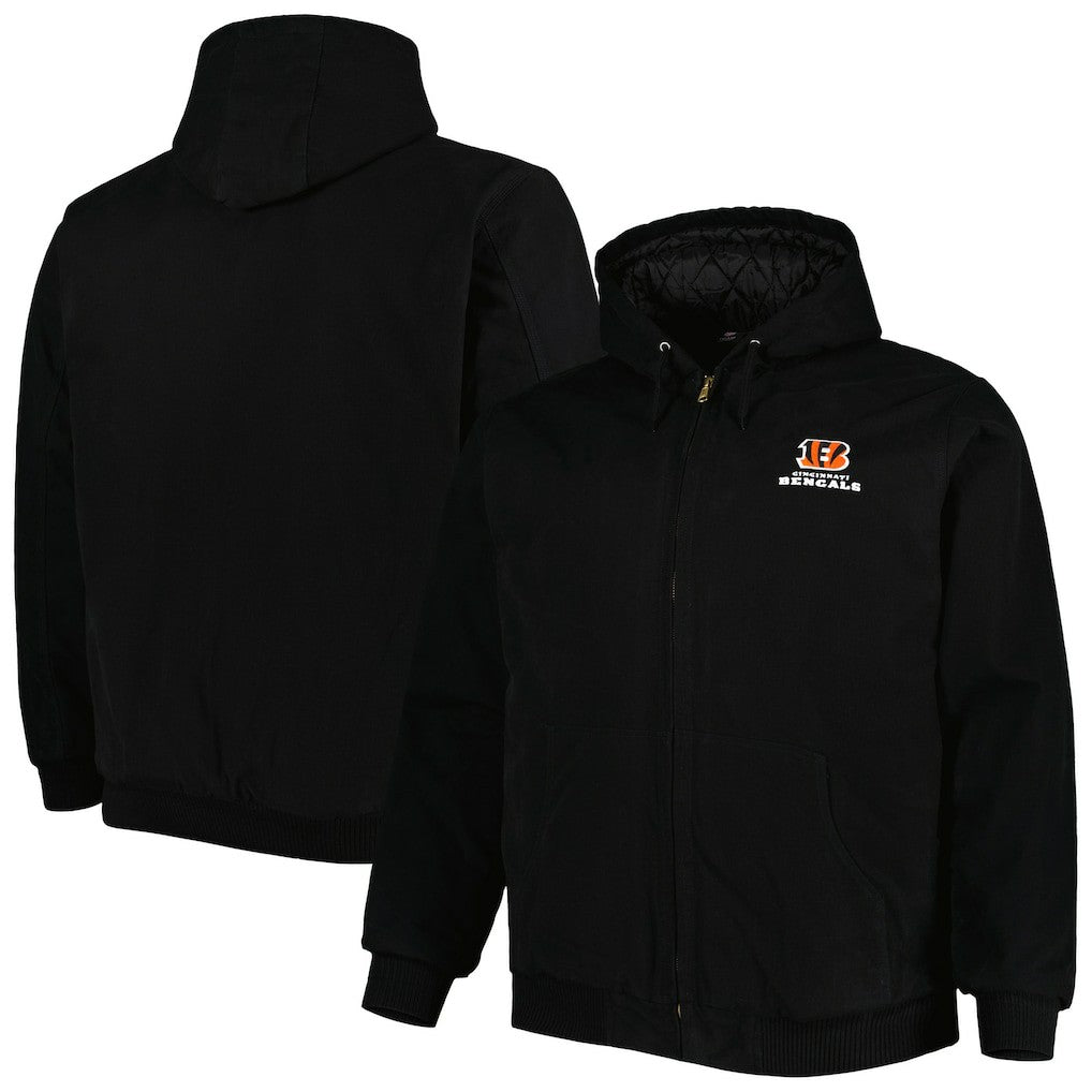 Cincinnati Bengals Dunbrooke Big & Tall Dakota Canvas Hoodie Full-Zip Jacket - Black Hoodies