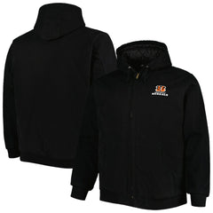 Cincinnati Bengals Dunbrooke Big & Tall Dakota Canvas Hoodie Full-Zip Jacket - Black Hoodies