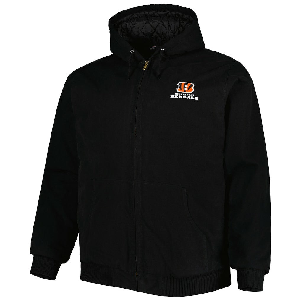 Cincinnati Bengals Dunbrooke Big & Tall Dakota Canvas Hoodie Full-Zip Jacket - Black Hoodies