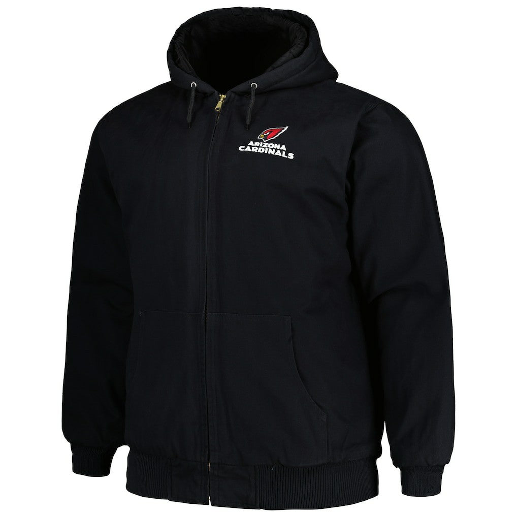 Arizona Cardinals Dunbrooke Big & Tall Dakota Canvas Hoodie Full-Zip Jacket - Black Hoodies