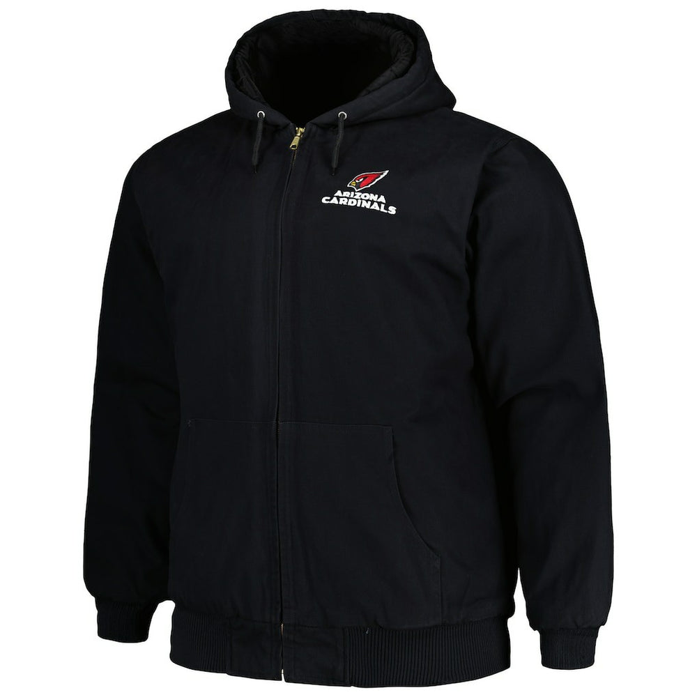 Arizona Cardinals Dunbrooke Big & Tall Dakota Canvas Hoodie Full-Zip Jacket - Black Hoodies