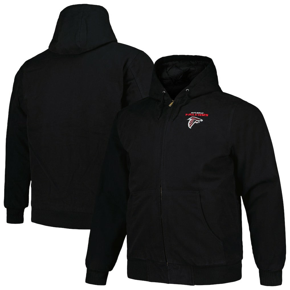 Atlanta Falcons Dunbrooke Big & Tall Dakota Canvas Hoodie Full-Zip Jacket - Black Hoodies