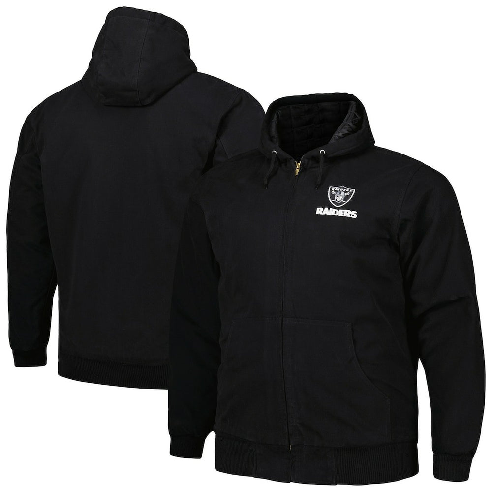 Las Vegas Raiders Dunbrooke Big & Tall Dakota Canvas Hoodie Full-Zip Jacket - Black Hoodies