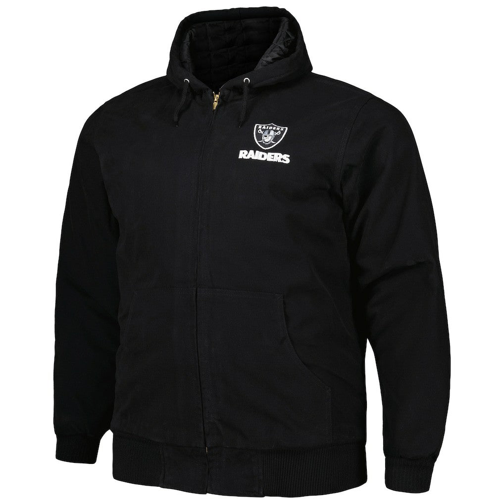 Las Vegas Raiders Dunbrooke Big & Tall Dakota Canvas Hoodie Full-Zip Jacket - Black Hoodies