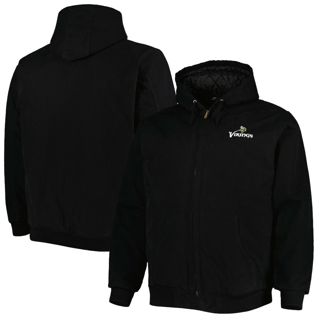 Minnesota Vikings Dunbrooke Big & Tall Dakota Canvas Hoodie Full-Zip Jacket - Black Hoodies