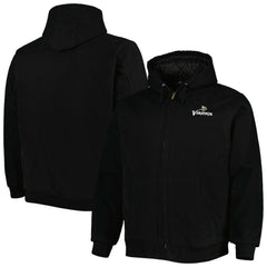 Minnesota Vikings Dunbrooke Big & Tall Dakota Canvas Hoodie Full-Zip Jacket - Black Hoodies