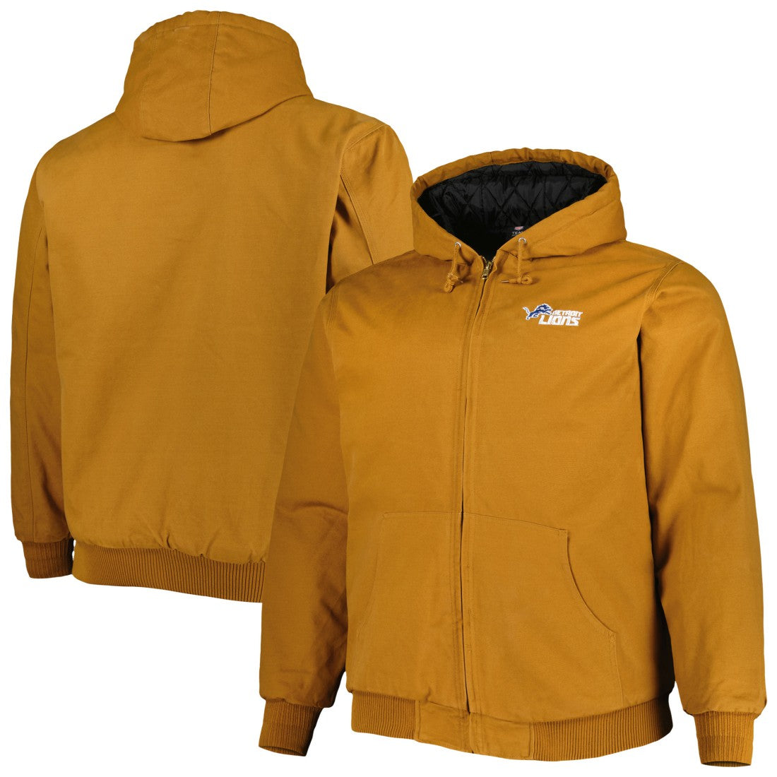 Detroit Lions Dunbrooke Big & Tall Dakota Canvas Hoodie Full-Zip Jacket - Tan Hoodies