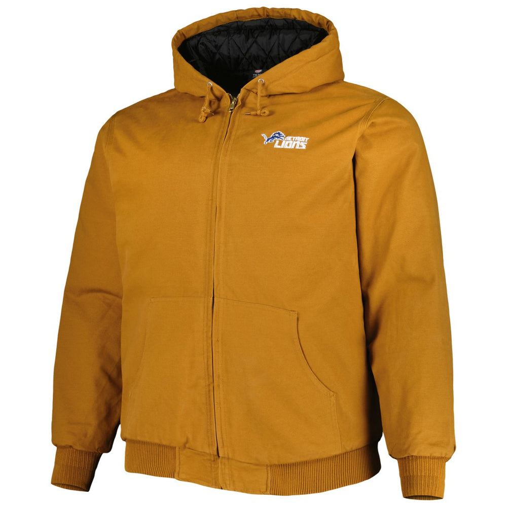 Detroit Lions Dunbrooke Big & Tall Dakota Canvas Hoodie Full-Zip Jacket - Tan Hoodies