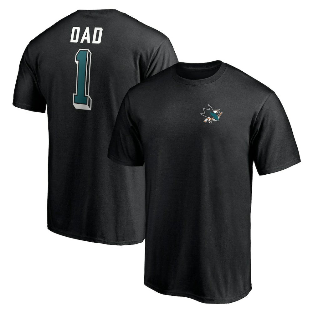 San Jose Sharks Number One Dad Logo T-Shirt - Black | US 4258771