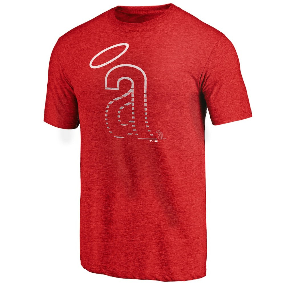 California Angels Cooperstown Weathered Logo Tri-Blend T-Shirt - Red T-shirts