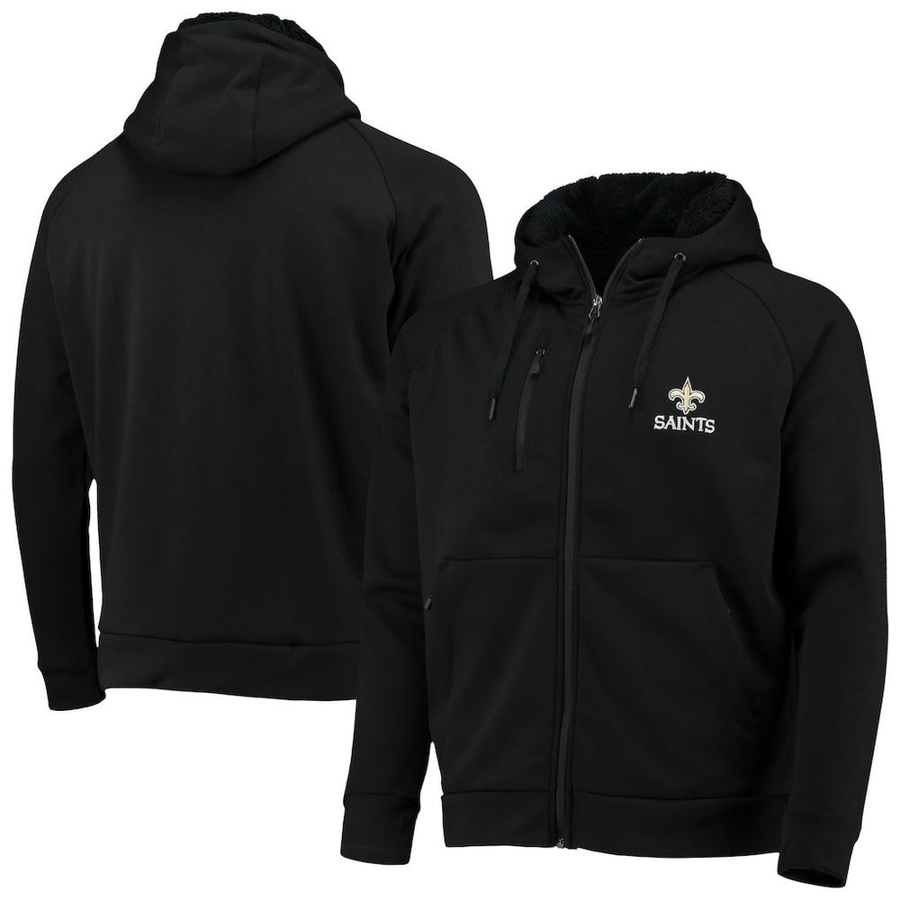 New Orleans Saints Dunbrooke Shag Tri-Blend Full-Zip Raglan Hoodie - Black Hoodies