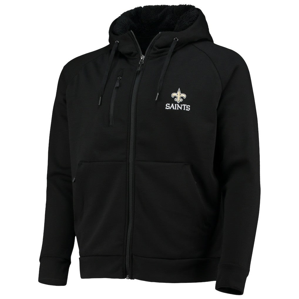 New Orleans Saints Dunbrooke Shag Tri-Blend Full-Zip Raglan Hoodie - Black Hoodies