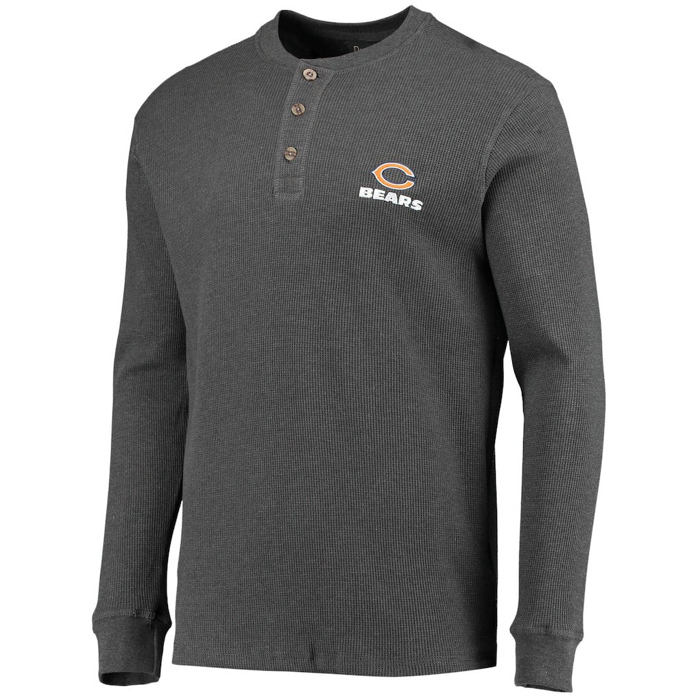 Chicago Bears Dunbrooke Logo Maverick Thermal Henley Long Sleeve T-Shirt - Heathered Gray T-shirts