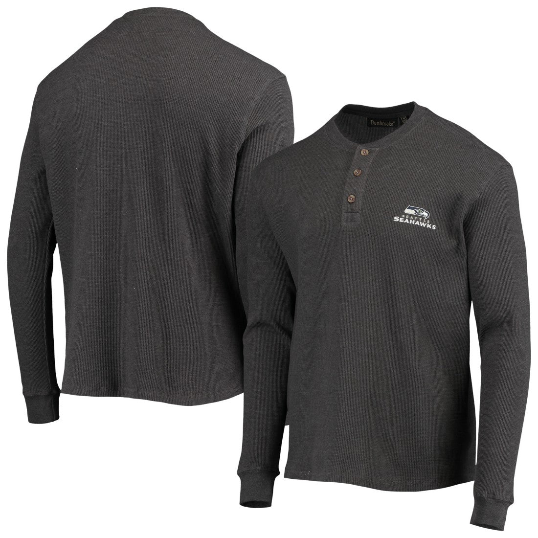 Seattle Seahawks Dunbrooke Logo Maverick Thermal Henley Long Sleeve T-Shirt - Heathered Gray T-shirts