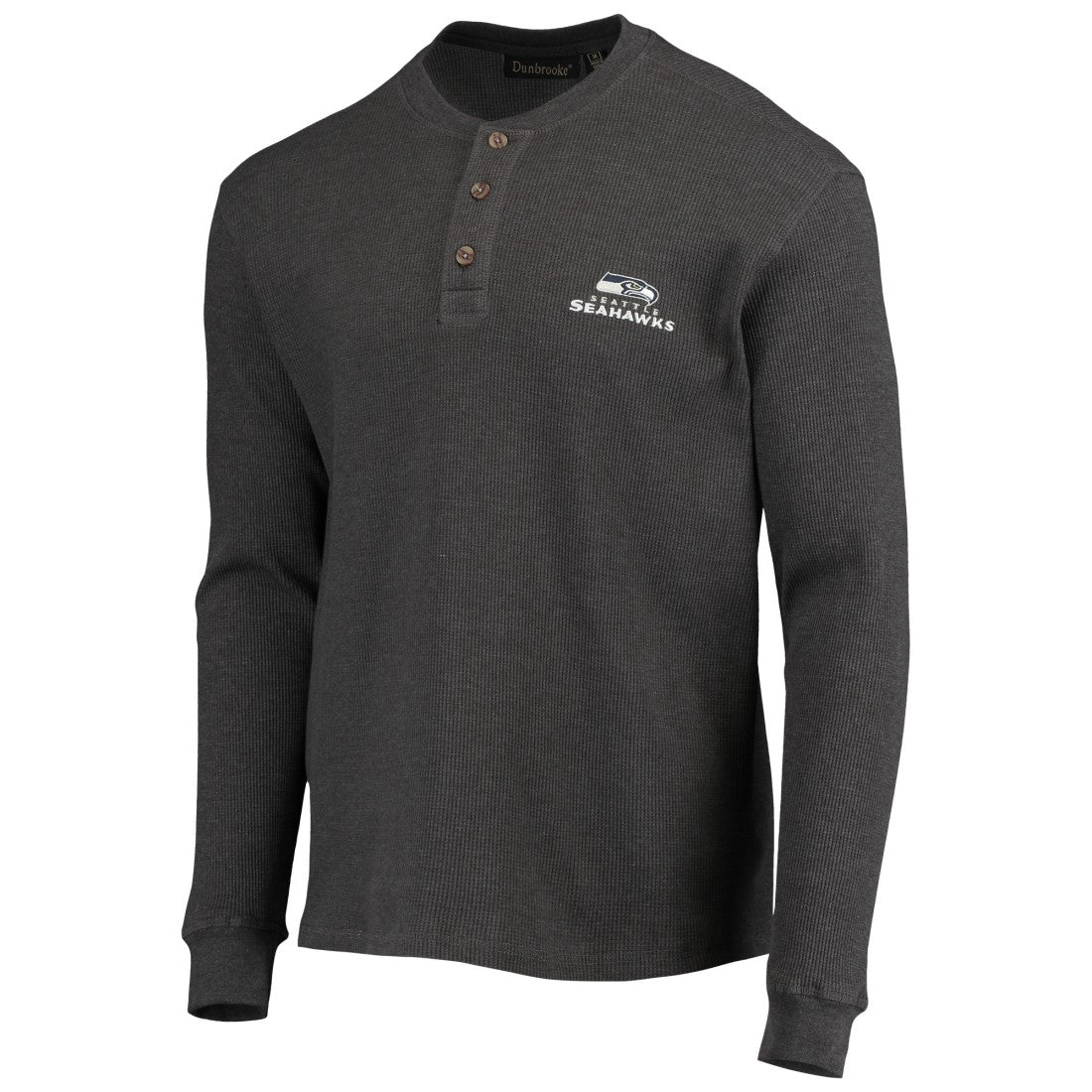 Seattle Seahawks Dunbrooke Logo Maverick Thermal Henley Long Sleeve T-Shirt - Heathered Gray T-shirts