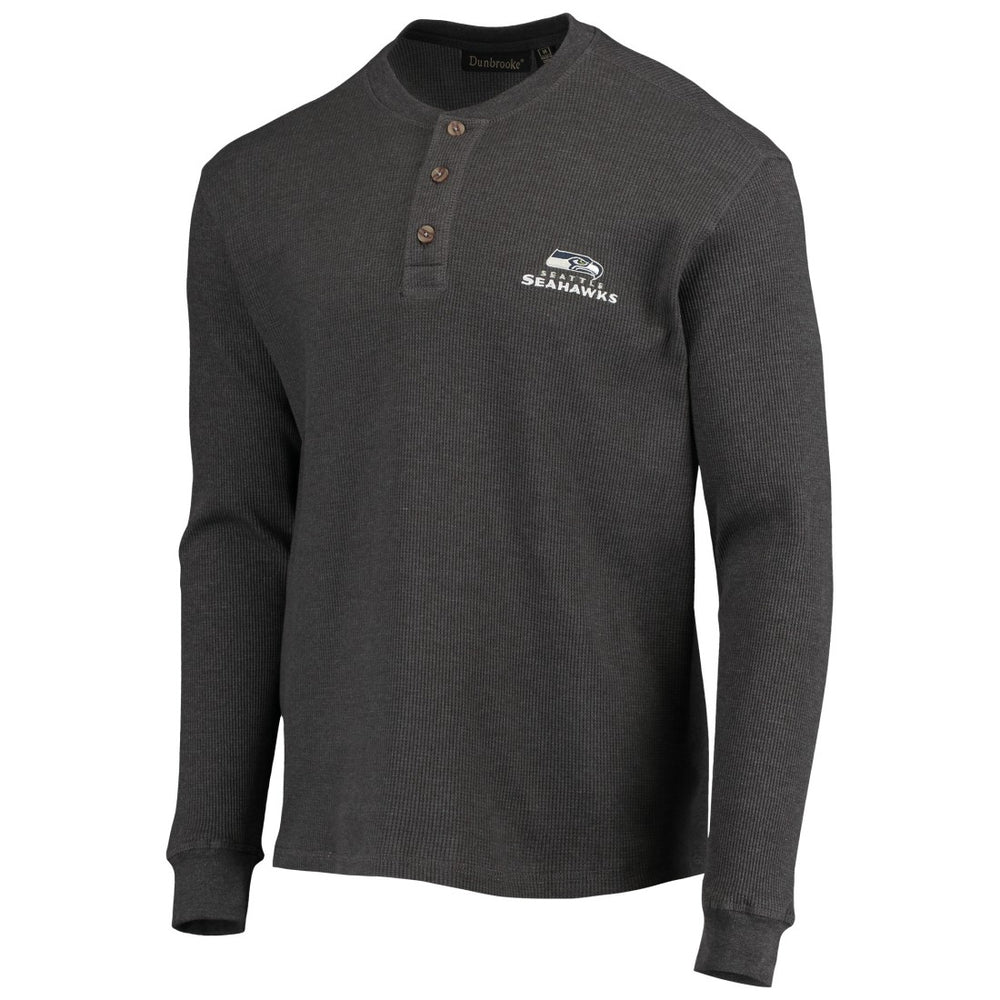 Seattle Seahawks Dunbrooke Logo Maverick Thermal Henley Long Sleeve T-Shirt - Heathered Gray T-shirts