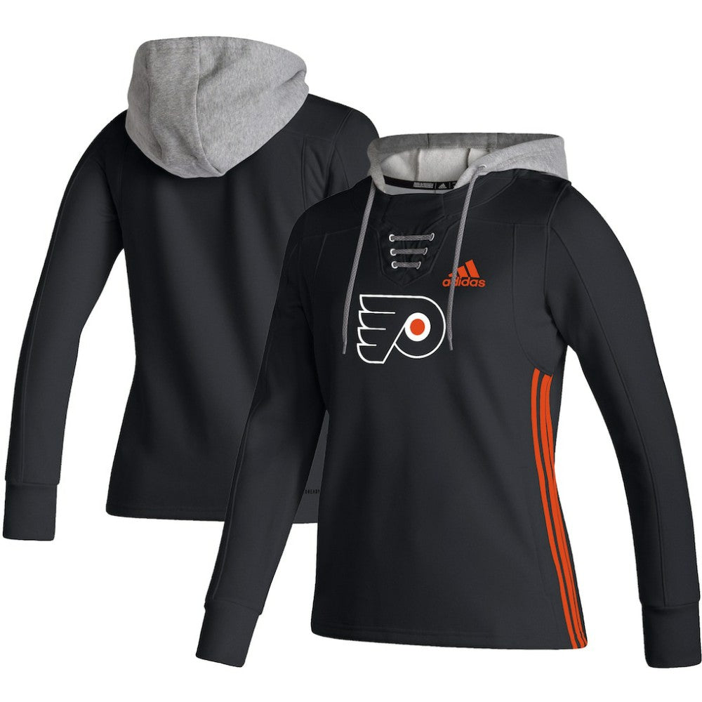 Philadelphia Flyers adidas Women's Skate Lace AEROREADY Pullover Hoodie - Black | US 4259692