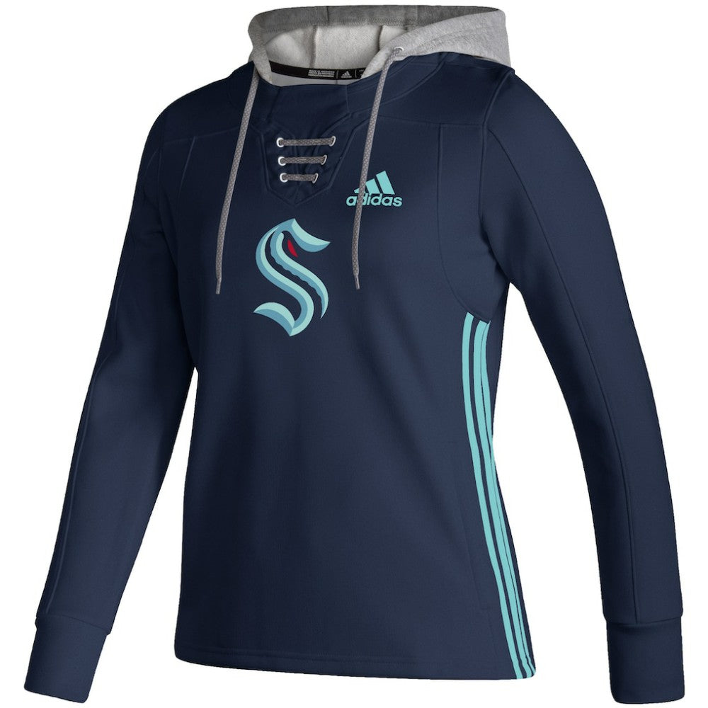 Seattle Kraken adidas Women's Skate Lace AEROREADY Pullover Hoodie - Deep Sea Blue | US 4259695