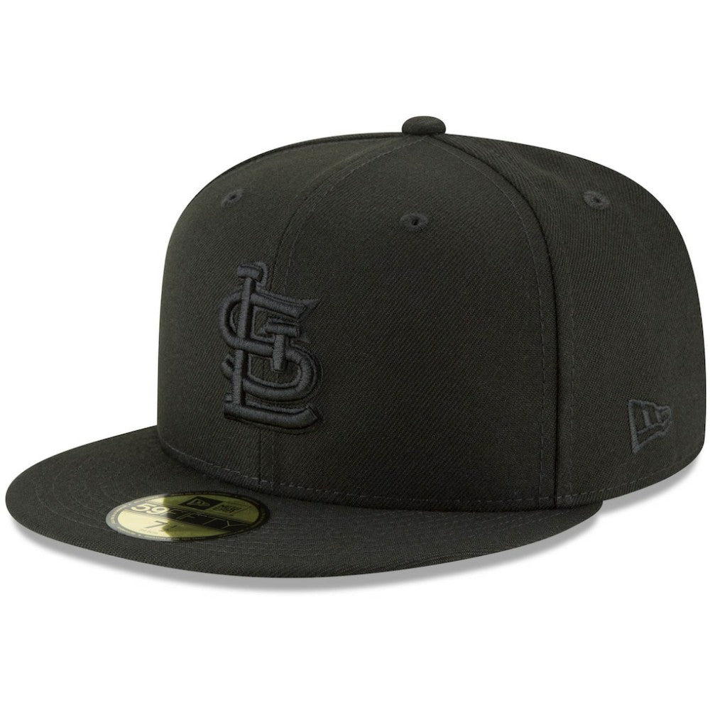 St. Louis Cardinals New Era Black on Black 59FIFTY Fitted Hat - Black Hats