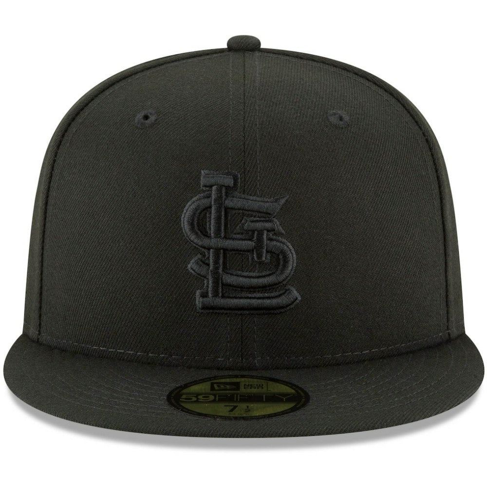 St. Louis Cardinals New Era Black on Black 59FIFTY Fitted Hat - Black Hats