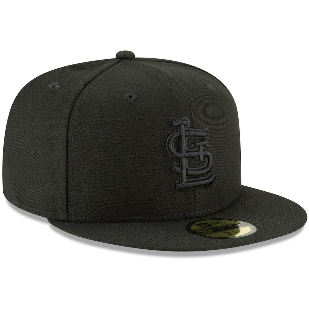 St. Louis Cardinals New Era Black on Black 59FIFTY Fitted Hat - Black Hats