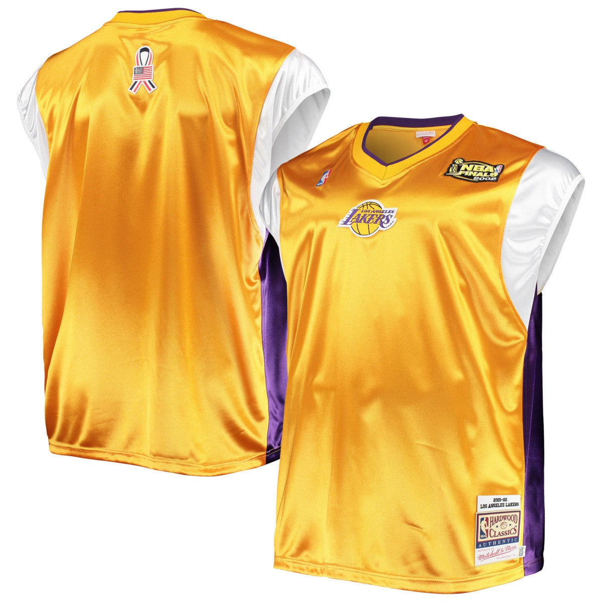 Los Angeles Lakers Hardwood Classics Big & Tall On-Court Shooting V-Neck Shirt Gold/Purple - Mitchell & Ness