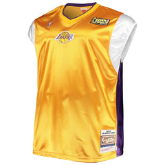 Los Angeles Lakers Hardwood Classics Big & Tall On-Court Shooting V-Neck Shirt Gold/Purple - Mitchell & Ness