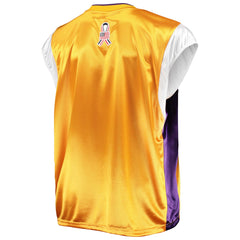 Los Angeles Lakers Hardwood Classics Big & Tall On-Court Shooting V-Neck Shirt Gold/Purple - Mitchell & Ness