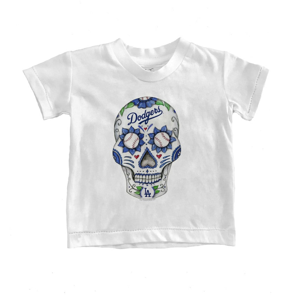Los Angeles Dodgers Tiny Turnip Youth Sugar Skull T-Shirt - White T-shirts