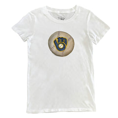 Milwaukee Brewers Tiny Turnip Women's Stitched Baseball T-Shirt - White T-shirts