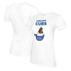 Chicago Cubs Tiny Turnip Women's Sundae Helmet T-Shirt - White T-shirts