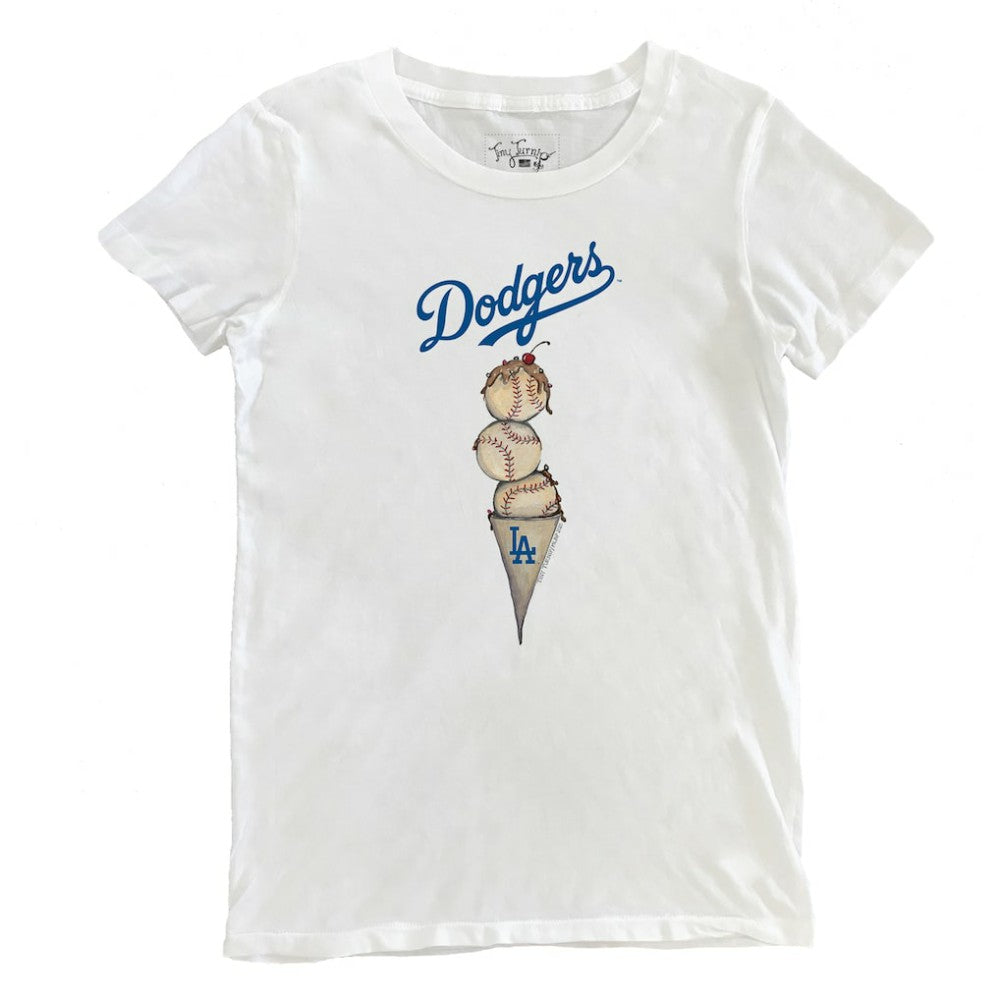 Los Angeles Dodgers Tiny Turnip Women's Triple Scoop T-Shirt - White T-shirts