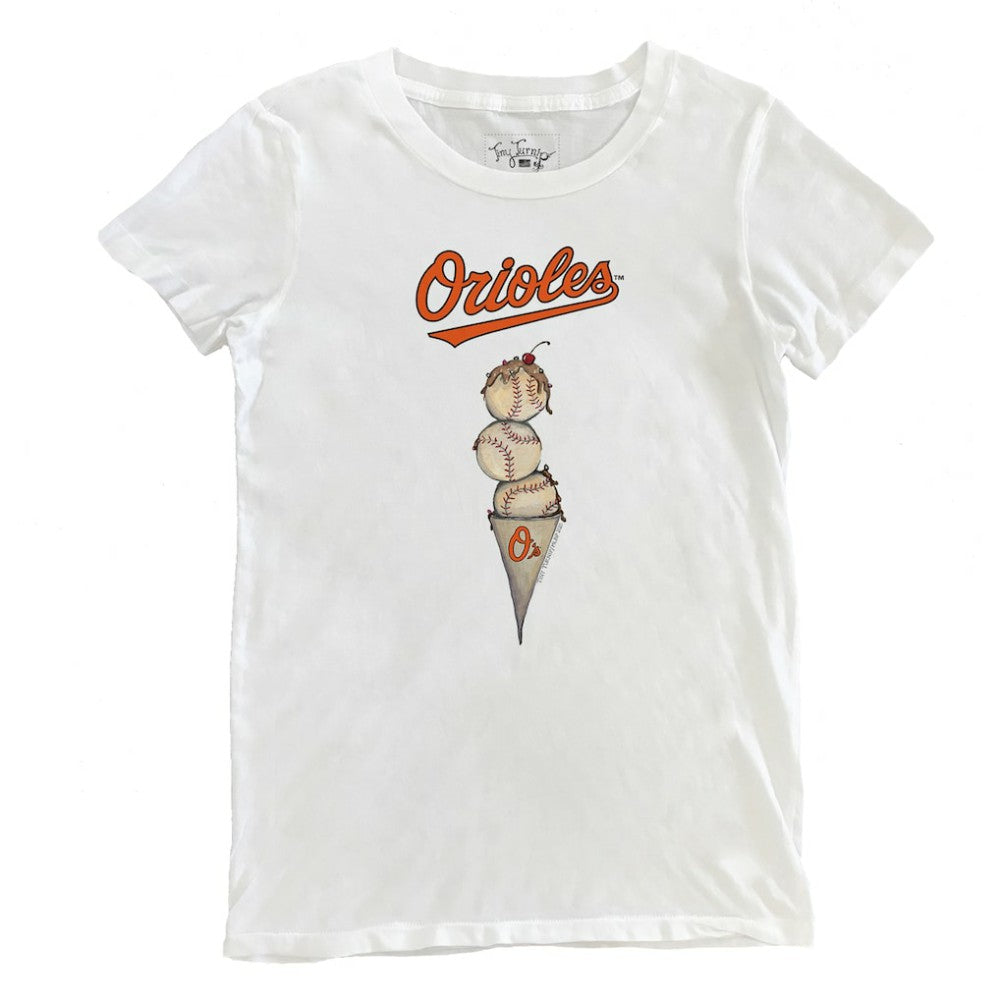 Baltimore Orioles Tiny Turnip Women's Triple Scoop T-Shirt - White T-shirts