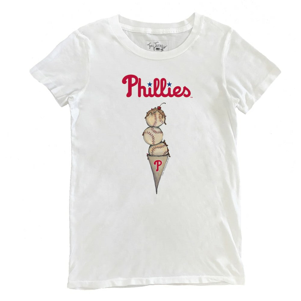 Philadelphia Phillies Tiny Turnip Women's Triple Scoop T-Shirt - White T-shirts