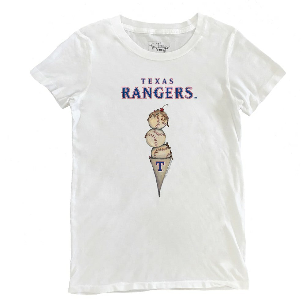 Texas Rangers Tiny Turnip Women's Triple Scoop T-Shirt - White T-shirts