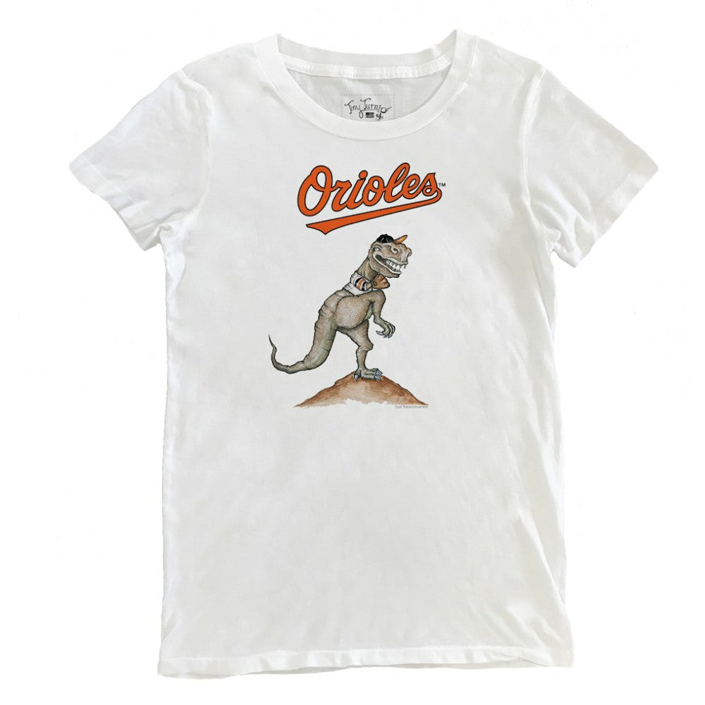 Baltimore Orioles Tiny Turnip Women's TT Rex T-Shirt - White T-shirts