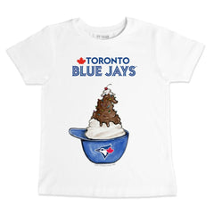 Toronto Blue Jays Tiny Turnip Youth Sundae Helmet T-Shirt - White T-shirts
