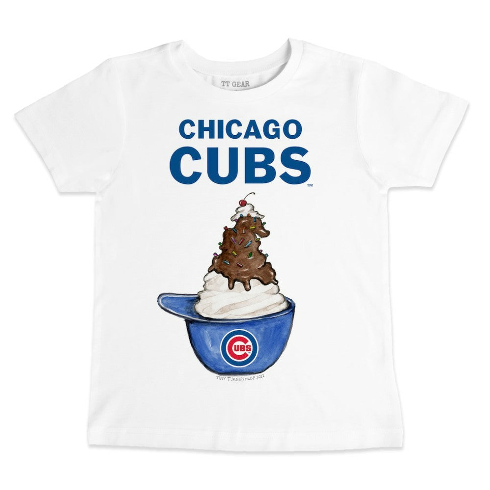 Chicago Cubs Tiny Turnip Youth Sundae Helmet T-Shirt - White T-shirts