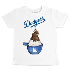 Los Angeles Dodgers Tiny Turnip Youth Sundae Helmet T-Shirt - White T-shirts