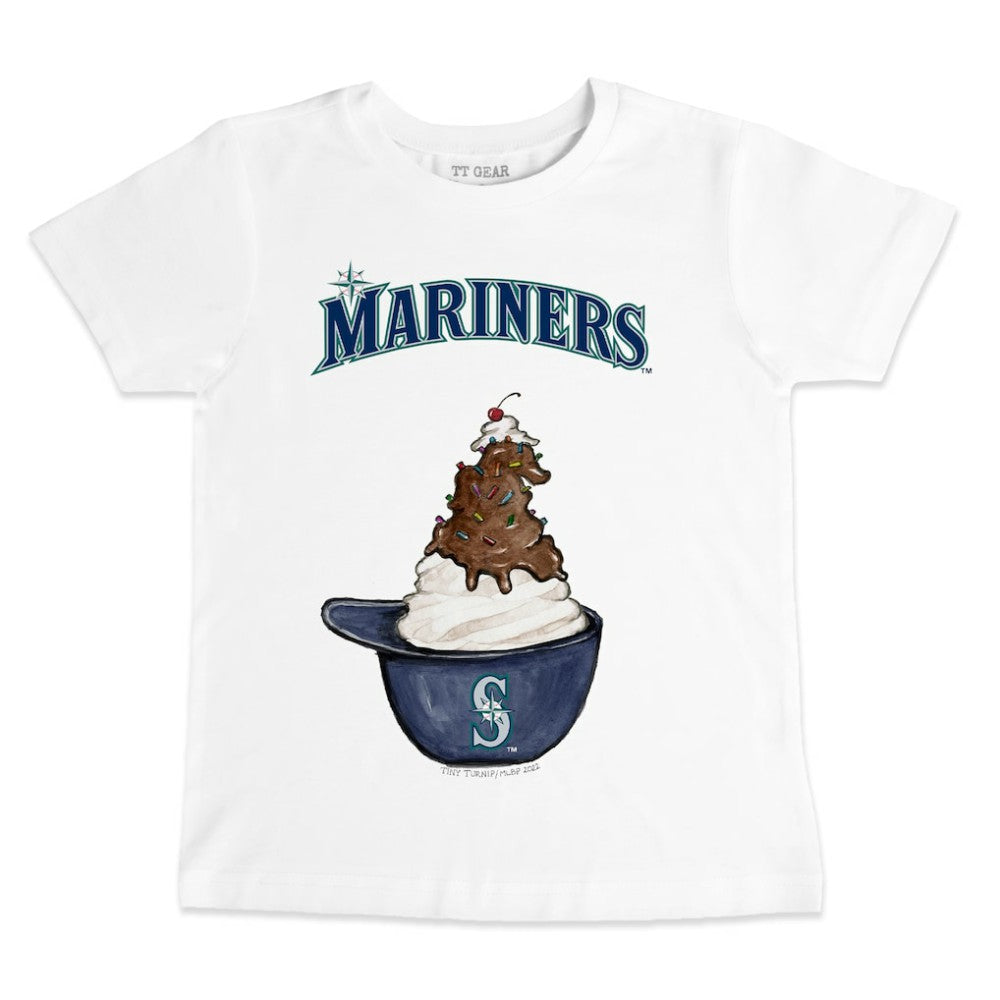 Seattle Mariners Tiny Turnip Youth Sundae Helmet T-Shirt - White T-shirts