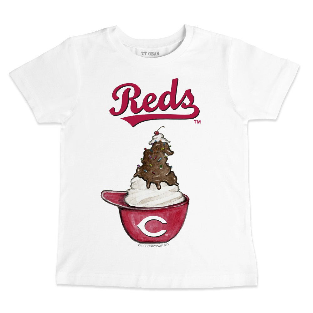 Cincinnati Reds Tiny Turnip Youth Sundae Helmet T-Shirt - White T-shirts