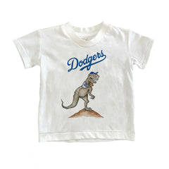 Los Angeles Dodgers Tiny Turnip Youth TT Rex T-Shirt - White T-shirts