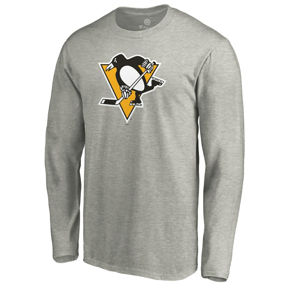 Pittsburgh Penguins Primary Logo Long Sleeve T-Shirt - Heather Gray | US 4267441