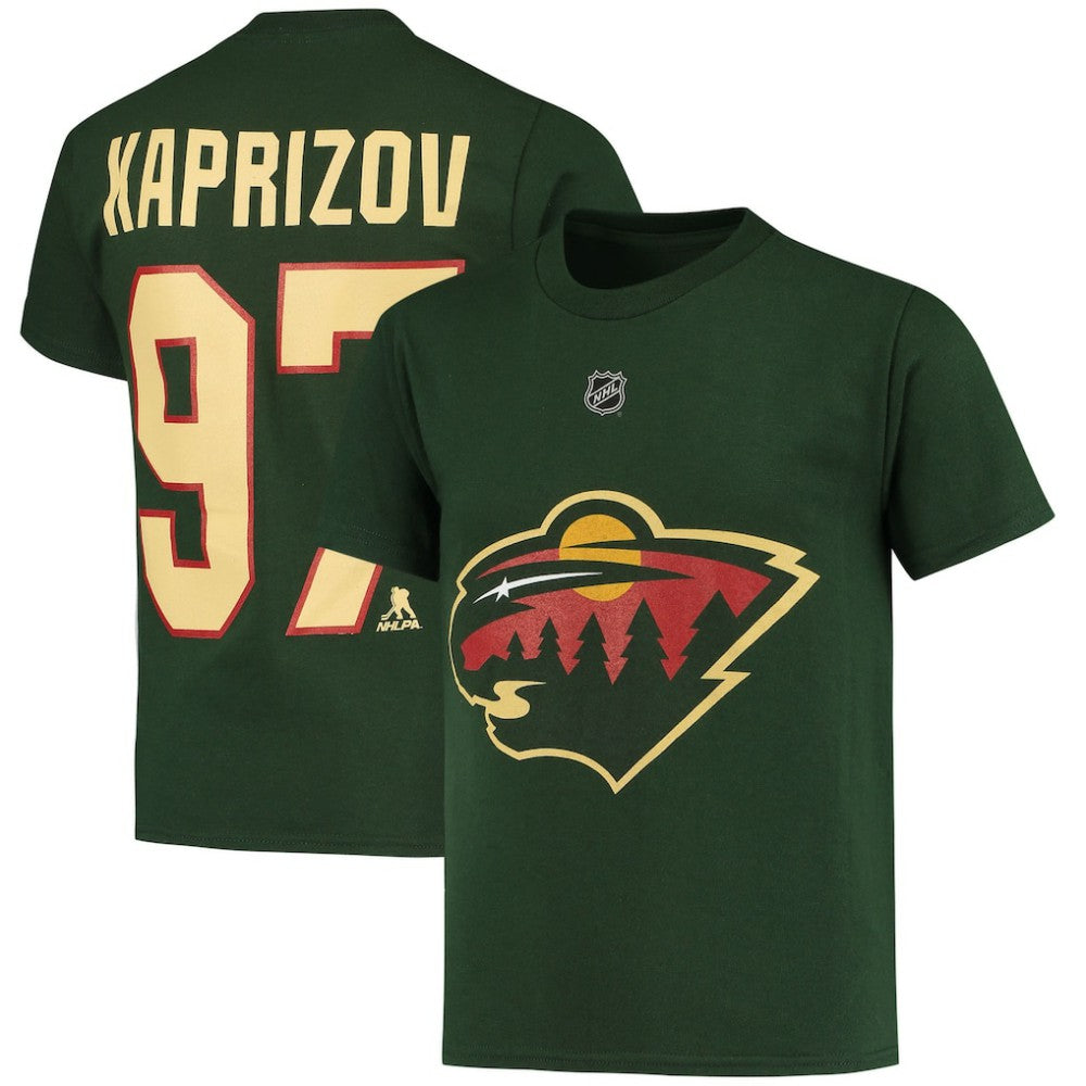 Kirill Kaprizov Minnesota Wild Youth Player Name & Number T-Shirt - Green | US 4268520