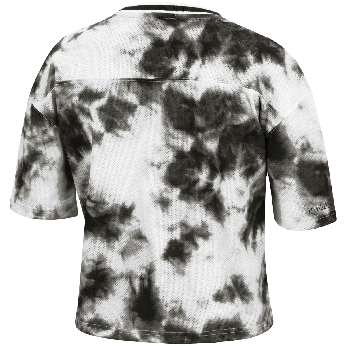 Toronto Raptors Women's Hardwood Classics Tie-Dye Cropped T-Shirt Black/White - Mitchell & Ness